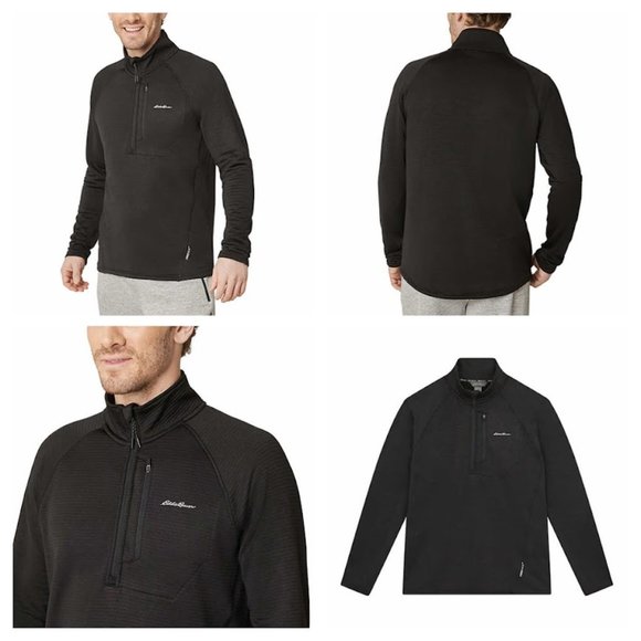 Eddie Bauer Other - Black NWT Eddie Bauer Men’s Quarter Zip Grid Fleece